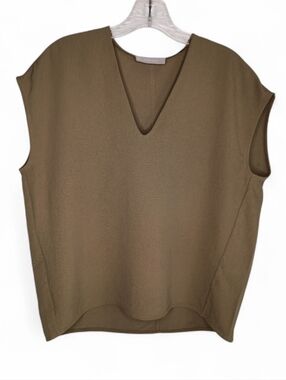 Everlane Japanese GoWeave V-Neck Top Olive Green Gremlincore Minimalist